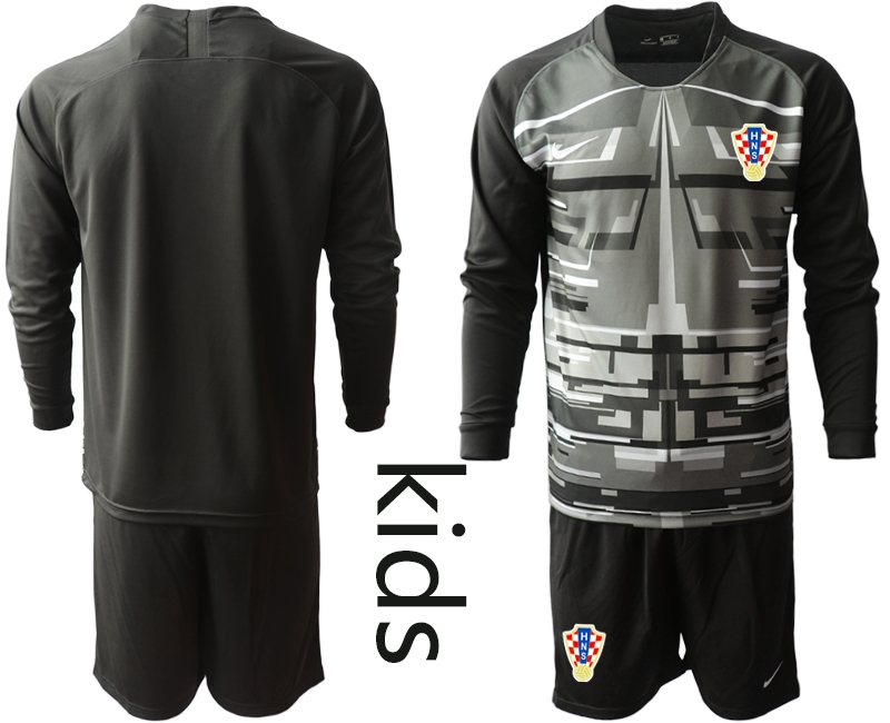 Youth 2021 European Cup Croatia black Long sleeve goalkeeper Soccer Jersey1